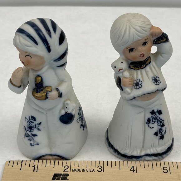 Set of 2 Vintage Jasco Royal Majestic Bell Porcelain Bisque Girl Figurine Blue - Picture 11 of 16